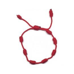 Pulsera 7 nudos cordón fino rojo